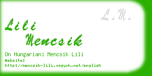 lili mencsik business card